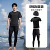 Mens Quick-Dry Long Sleeve Rash Guard Set With Double-Layer Board Shorts Swimming Surfing Water Sports