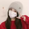 New Knitted Hat for Women Korean Version  Winter Velvet  Thickened  Warm Trendy  Fashionable Lettered  High End Woolen Hat