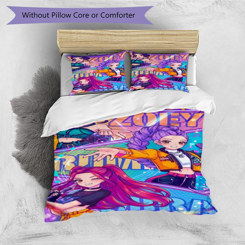 3pcs Duvet Cover Set (1*Duvet Cover + 2*Pillowcase, Without Core), KPop Demon Hunters Print Bedding Set, Bedroom Decor, All‑Season, Gift