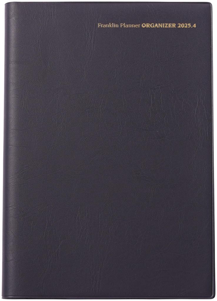 Franklin Planner Organizer, One Page Per Day, PVC, Starting April 2025, A5, Black, 86482