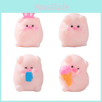 Adorable Resin Pig Figurines Cute Miniature Toys Animal Car Desktop Decor