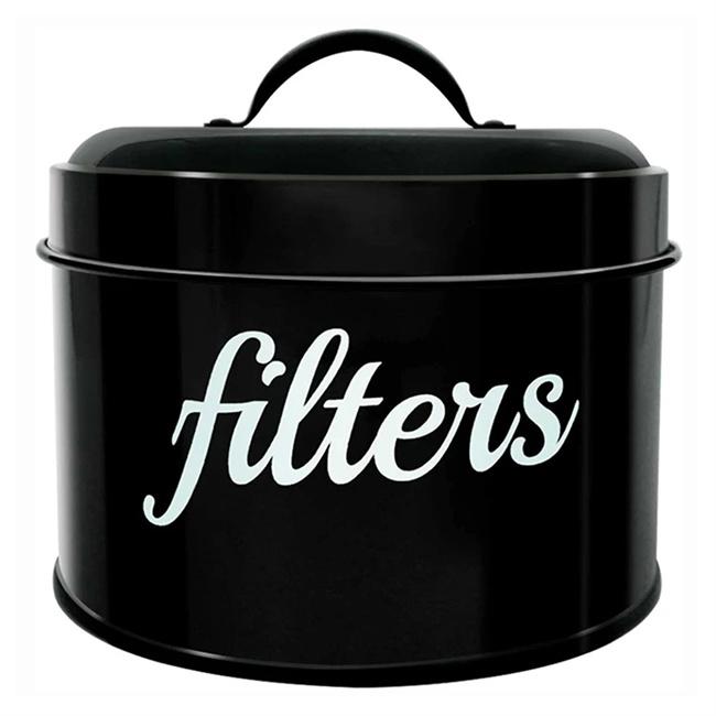 

Coffee Filter Holder, Enamel Basket Coffee Filter Storage Container with Lid, Coffee Bar Counter Decor Accessories чорний