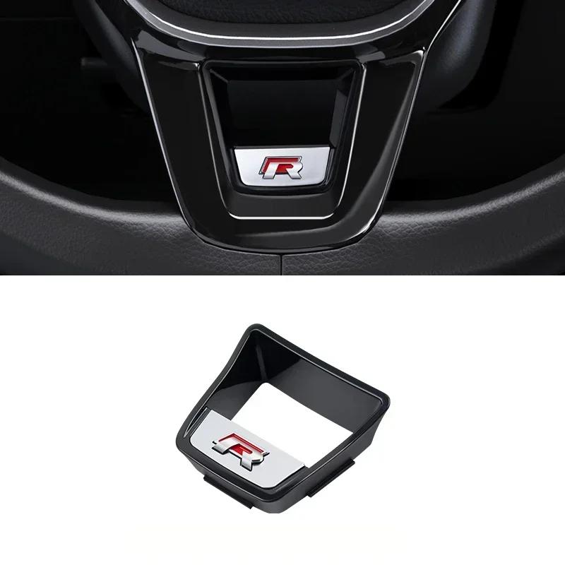 New Senior R Rline Logo Car Steering Wheel Trim ABS Plating Stickers Accessories For Volkswagen GTI Polo Golf Scirocco Jett