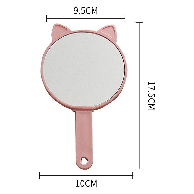 Handheld Cat Ear Makeup Mirror & Comb 2-in-1 Set, Portable DIY Vanity Kit for Girls & Travel