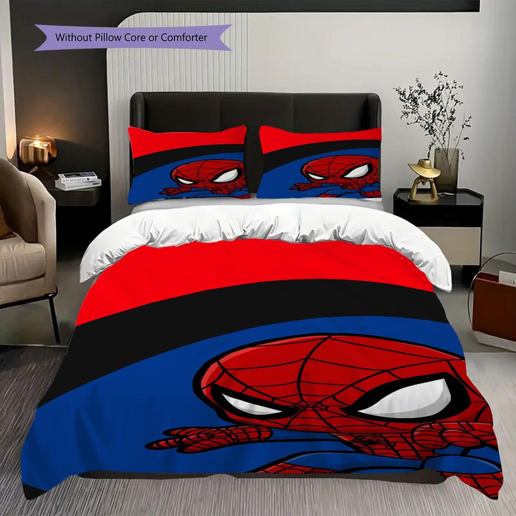 Spider-Man Superhero Series Bedroom Three-Piece Duvet Cover Bedding Set (1*Duvet Cover + 2*Pillowcase, Without Core)