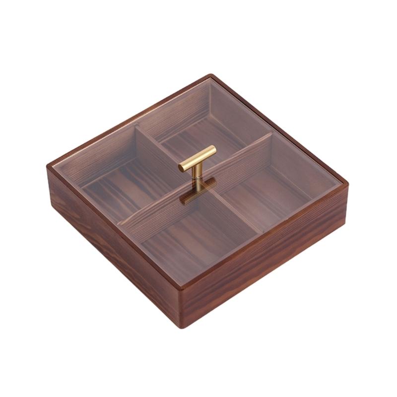 Stylish Candy Box Elegant Wood Dry Fruit Container with Cover for Living Room Elegant Snack Organizer for Household Use