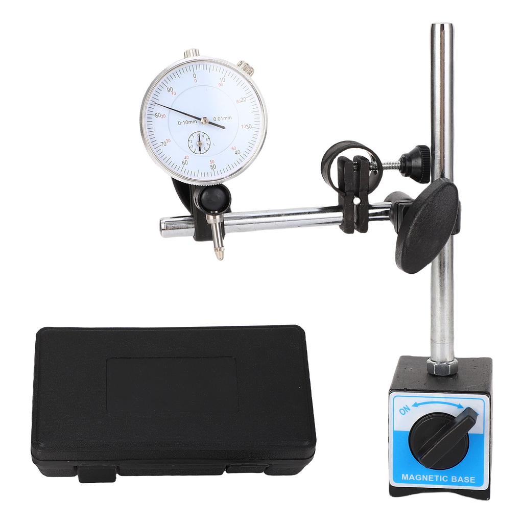 Dial Indicator with Magnetic Base 0 10mm 0.01mm Accuracy Adjustable Long Arm Magnetic Dial Test Indicator