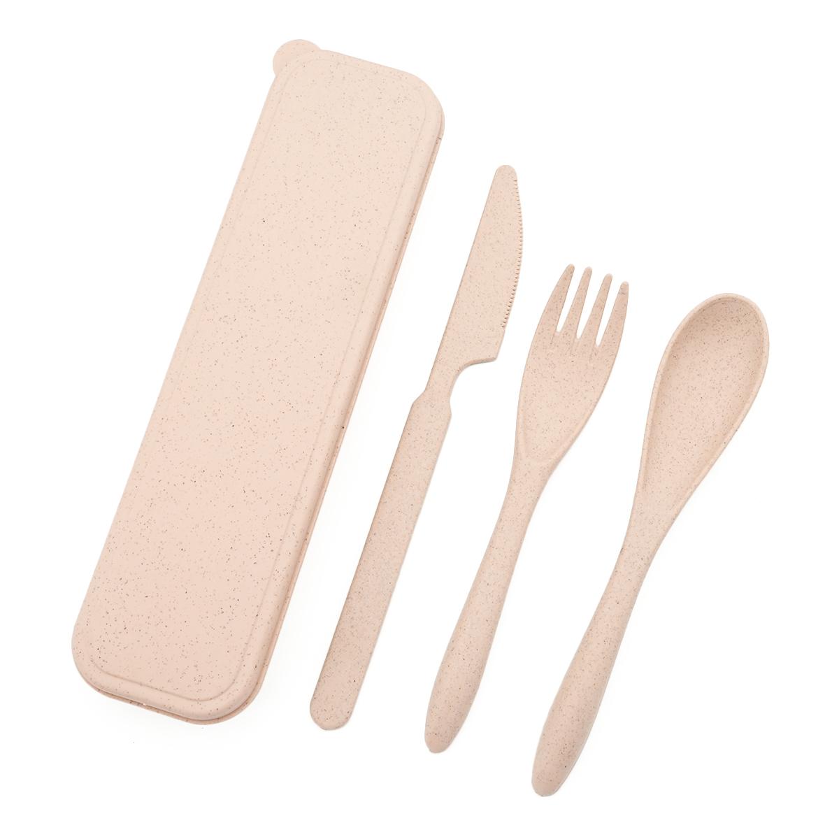 

Портативный набор столовых приборов из пшеницы, нож, вилка, ложка с дорожной коробкой для столовой посуды, студенческий детский набор столовых приборов, кухонный набор посуды для барбекю