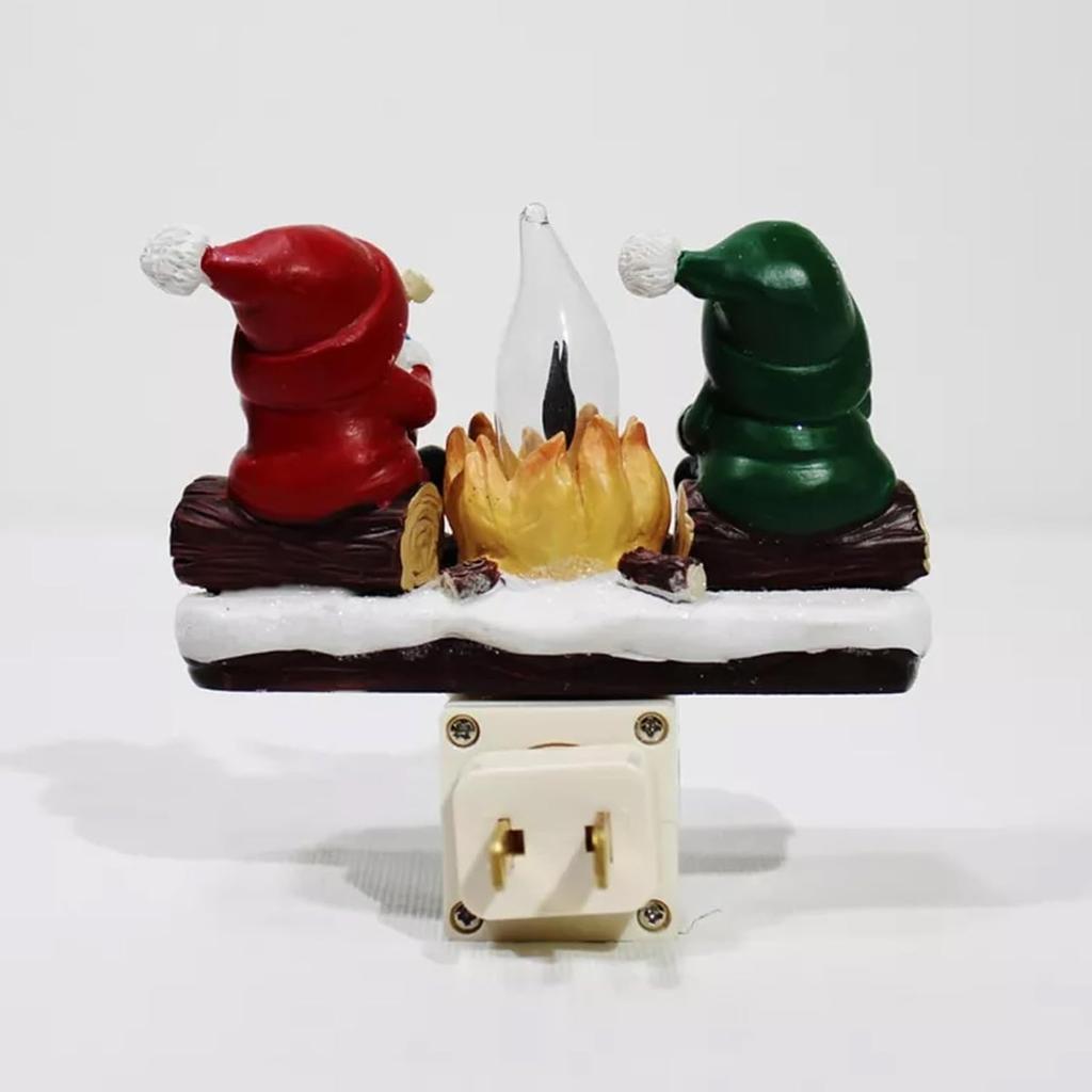 2024 Santa Campfire Flickering Nightlight: 3D Stereo Christmas Eve Lights flameless Candles with fire Marshmallows Designed for Festive ambience