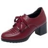 Mode Bequeme Weiche Lederschuhe Damen Plateau Pumps 2024 Frühling Schnürschuhe Block Mittelhohe Absätze Schuhe Oxfords Für Büro Mutter Arbeit