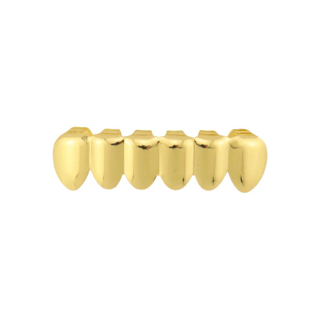 

HIOHOP Lattice Pattern 18K Gold Plated Hip Hop Grillz - Top & Bottom Six Teeth Fashion Accessory.