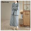 Plus Size Autumn Winter Women Basic Parka O Neck Black Apricot Casual Loose Warm Coat Simple Cotton Ladies' All-Match Outerwear