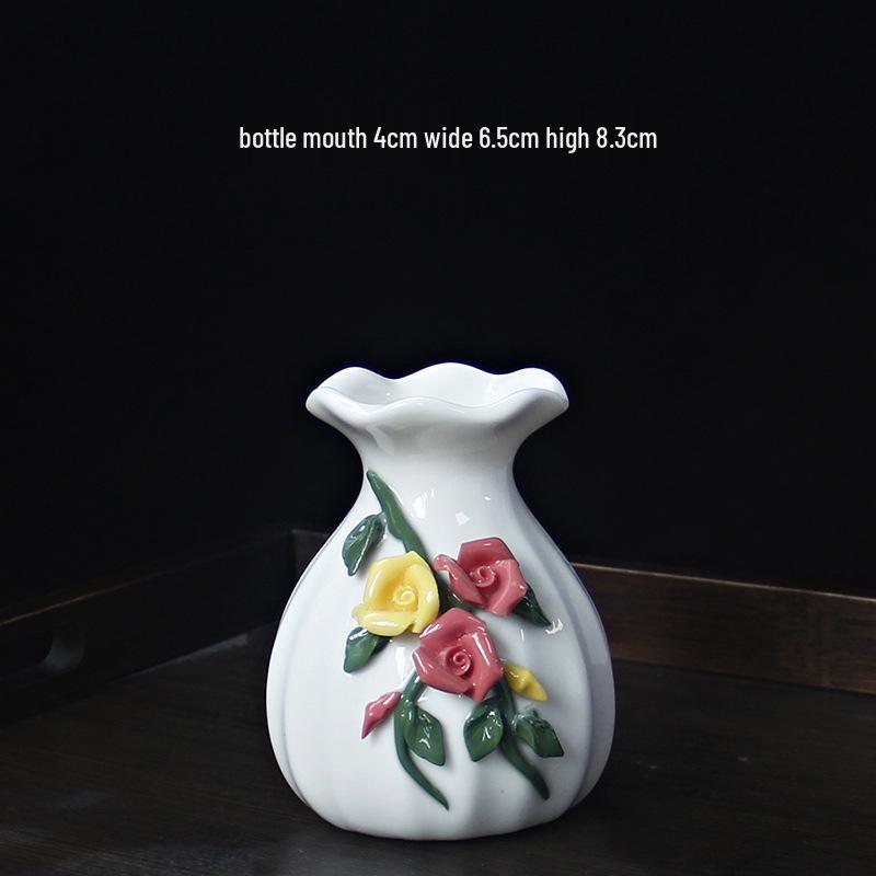 Handcrafted Ceramic Mini Vase for Fresh Flowers - Colorful Desktop Ornaments