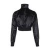 Surgery Side Zipper Velvet Crop Track Jacket Black