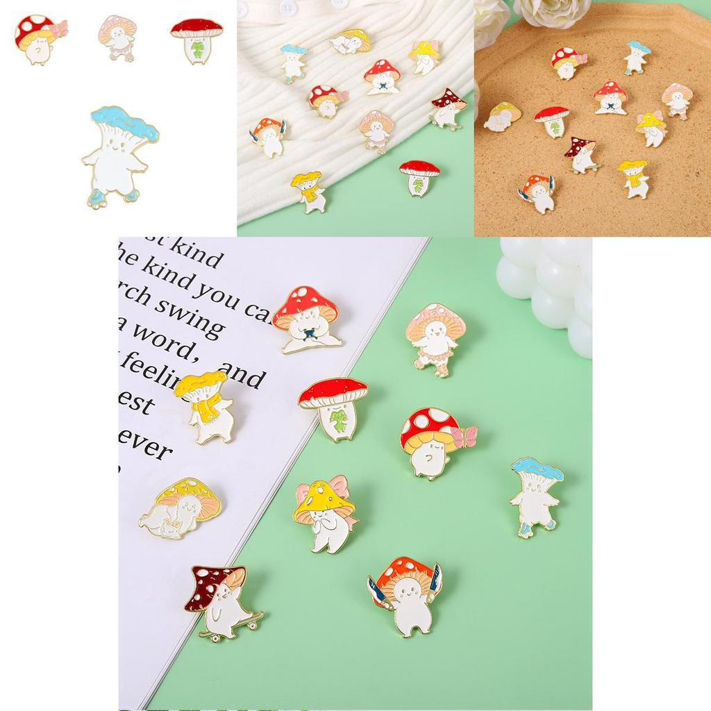 Adorable Mushroom Brooch Cute Metal Badge Fashion Accessory For Clothing And Bags
