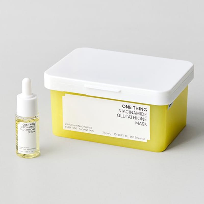 ONE THING Niacinamide Glutathione Mask 30 Sheets + Serum 10ml Special Set