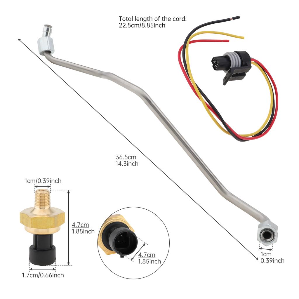 Exhaust Back Pressure Tube Sensor and Wire Kit Fit for 1837875C1  1C3Z9D477AA   F81Z9D477AA 598-114,Direct Replacement EBP Sensor Assembly