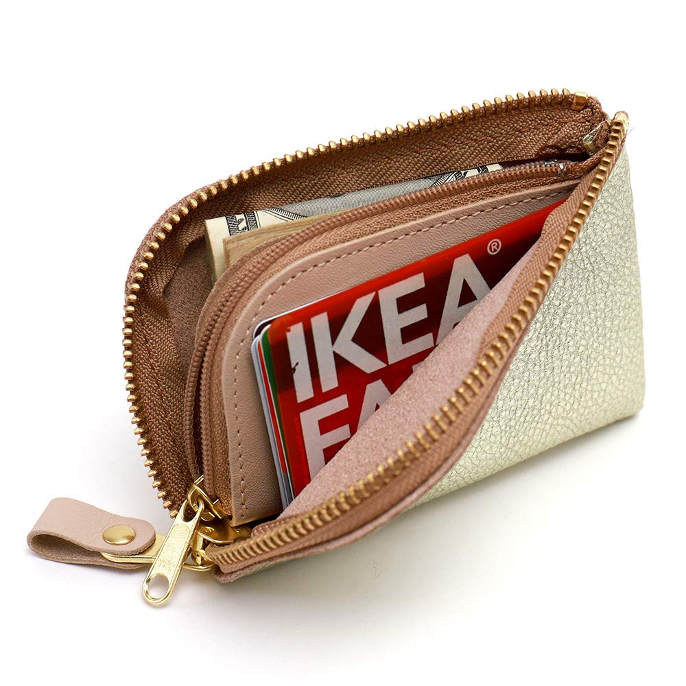 Porta-Moedas Compacto AGILITY affa "Ciel", Mini Carteira com Zíper em L, Dourado e Prata