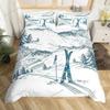 Ski Sports Duvet Cover Set Full Size Winter Sports Skiing Bedding Sets Snow Mountain Landscape Comforter Cover for Boys Girls369
