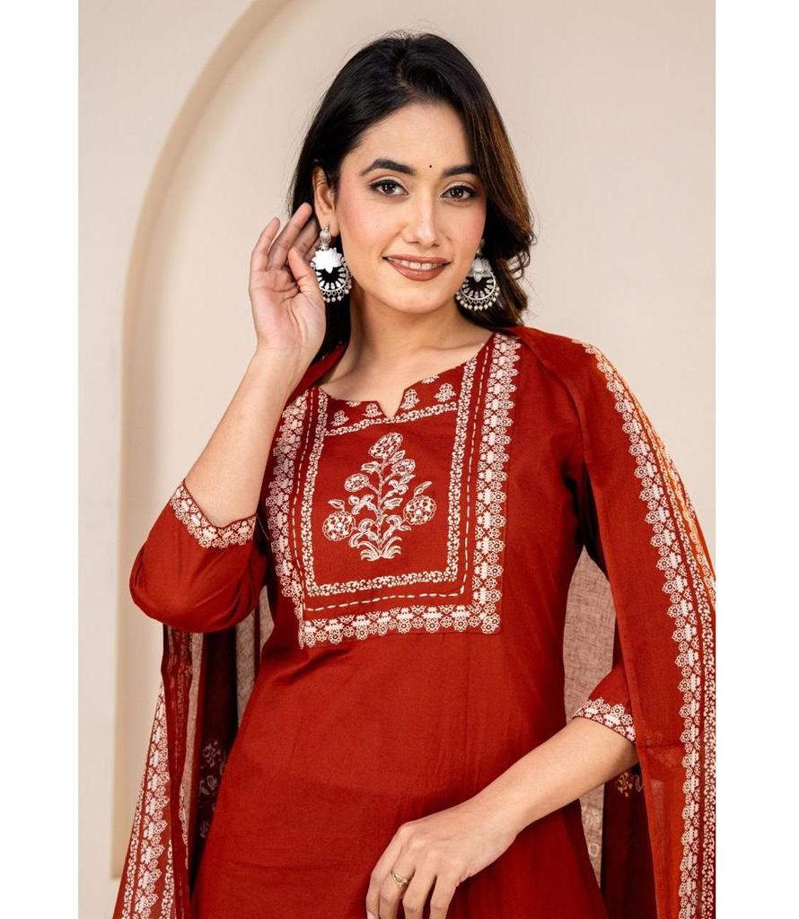 Women Designer Cotton Salwar Suit Top Tunic Ethnic Wear Bollywood Kurti Pant Dupatta Set