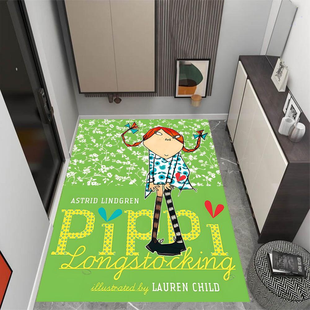 Tappeti Antiscivolo a Tema Avventure di Pippi Calzelunghe - Arredamento per la Casa in Poliestere, Adatti per Camere da Letto, Soggiorni, Ingressi, Studi e Decorazioni