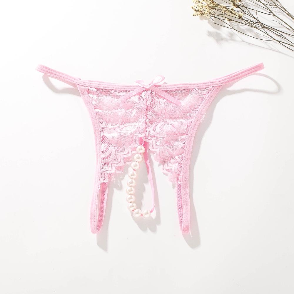 Sexy Lace Open Crotch Thong - Transparent Exotic Panties