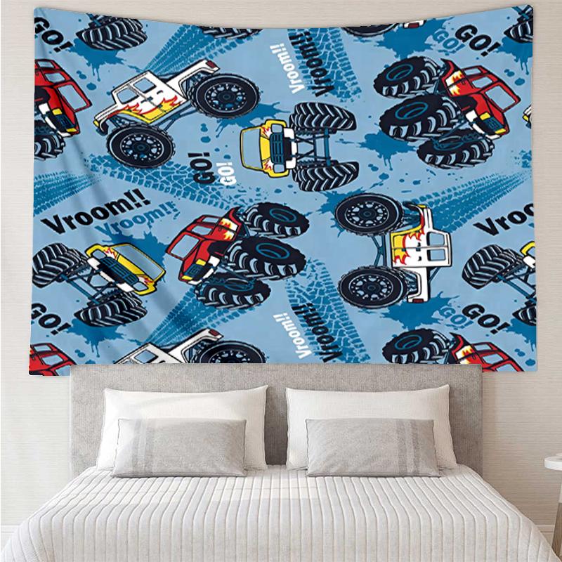 Truck Print Tapestry, Backdrop, Easy Setup, Ideal for Bedroom, Office & Living Room, with Aesthetic Wall Hanging Decor.