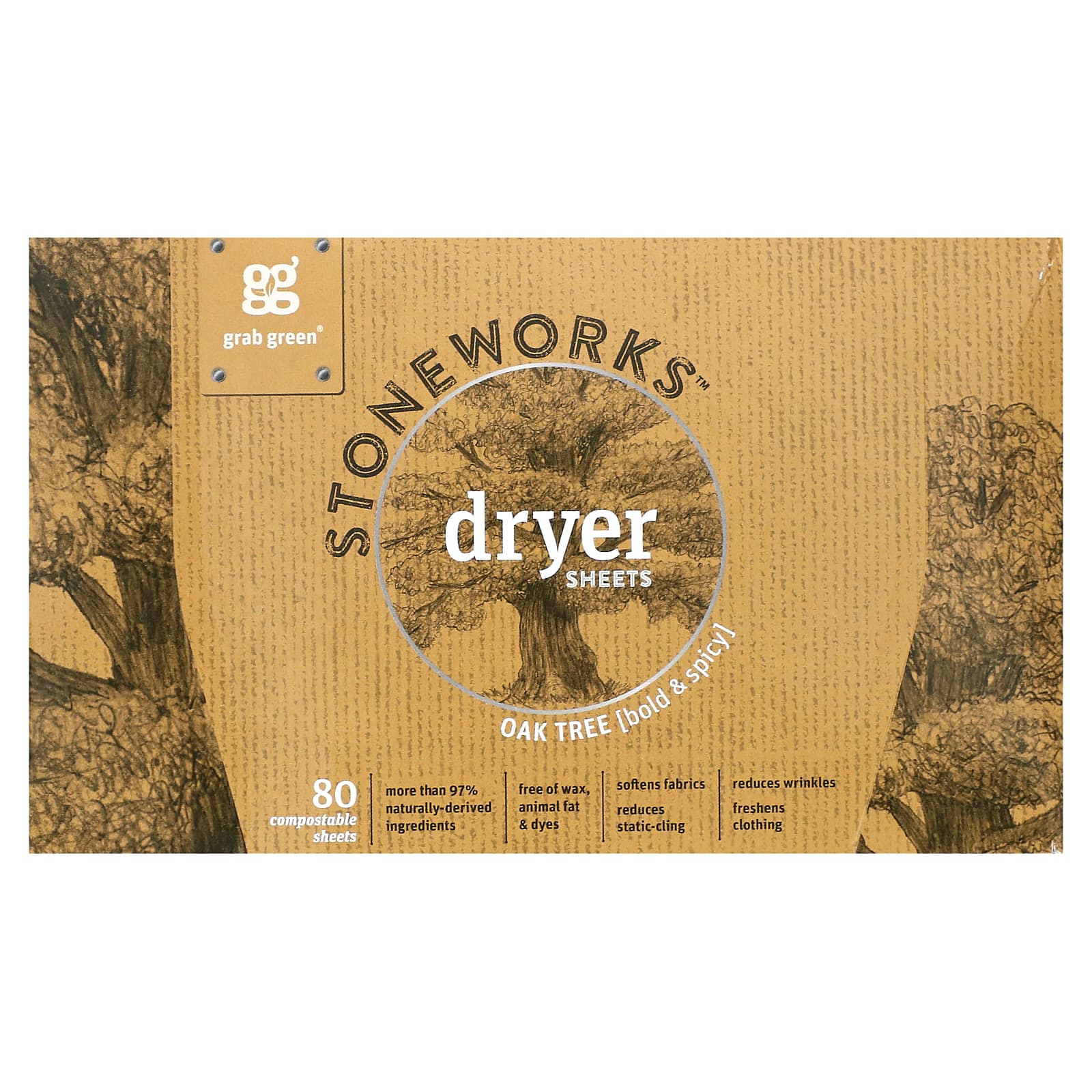 

Stoneworks, Dryer Sheets, Oak, Biodegradable Sheets 80