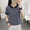 Womens Striped Short Sleeve V Neck Casual T Shirt