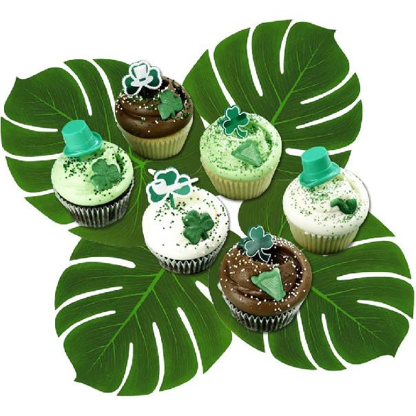 Hopeak Artificial Palm Leaves 24 Pieces Large Palm Leaves for Hawaiian Luau Party Jungle Beach Theme Party Birthday Table and Wall Decorations