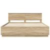 Bed Frame with Adjustable Headboard Sonoma Oak Finish 200 x 200 cm Engineered Wood