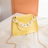 IELGY Light Fashion Women's Diagonal Chain Crocodile Pattern Yellow Square Shoulder Bag Handbag All-match Casual