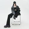 Black Suit Flared Pants Women's Spring Autumn High Waist Slit Trousers Elastic Slimming Trousers Korean Fashion