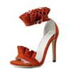 Women Summer High Heel Sandals Sweet Ruffle Thin Heels Shoes Woman Sexy Ankle Strap Buckle Pump Sandales Plus size 34-48 WSH3892