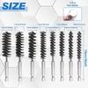 LEONTOOL Wire Brushes, 6.35mm Hex Shank, Set of 8, Stainless Steel Bore Brushes, Diameter 8, 9, 10, 11, 13, 15, 17, 19mm, Pipe Brush, Power Drill Brus