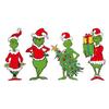 4Pcs/Set Christmas Green Elf Garden Stake Decoration Weather-proof Indoor Outdoor Yard Lawn Patio Pathway Green-haired Elf Sign Stake Ornament
