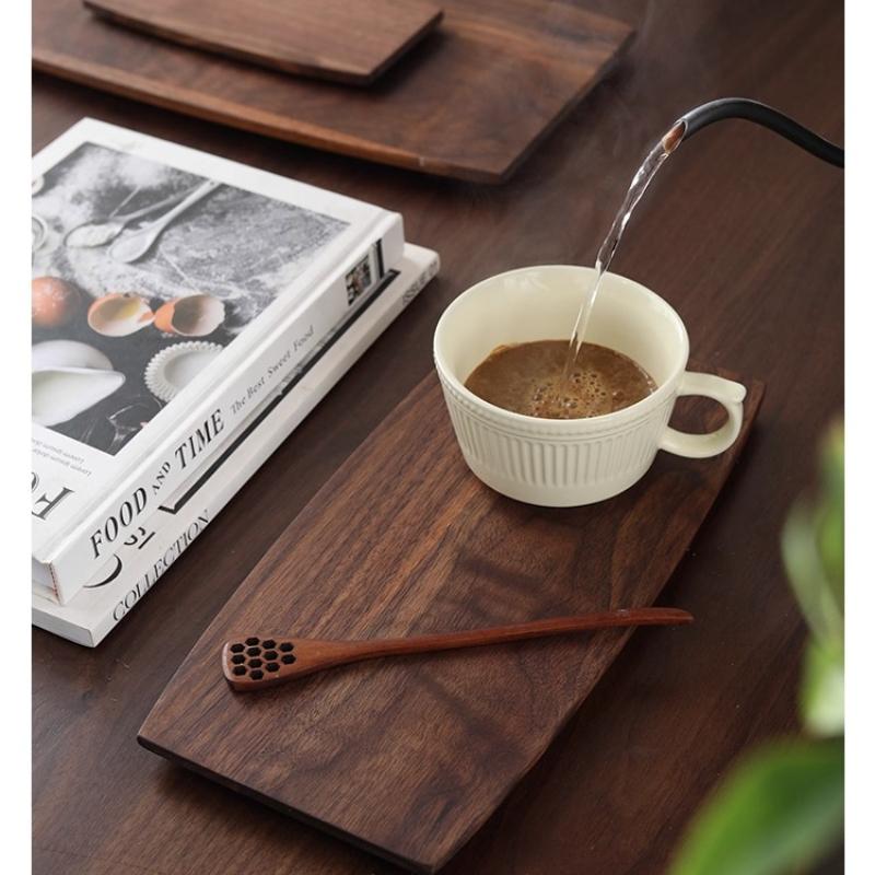 1PC Black Walnut Coffee Utensils Tray Wooden Afternoon Tea Dessert Tray Solid Wood Tea Set Household Natural Materials