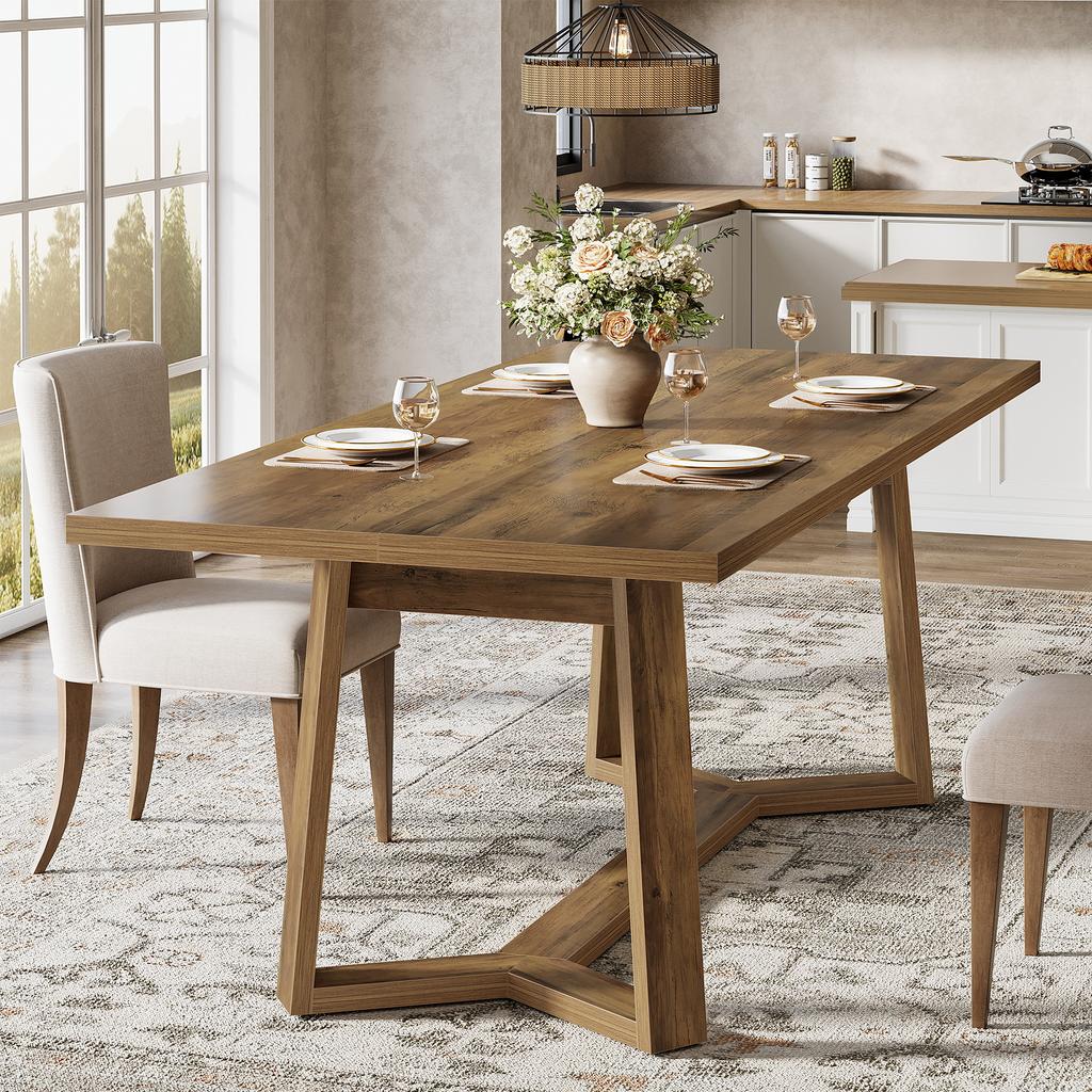 Tribesigns Dining Table for 4-6 People, 120 X 80 cm Modern Dining Table Made of MDF with Solid Look, Rectangular Kitchen Table