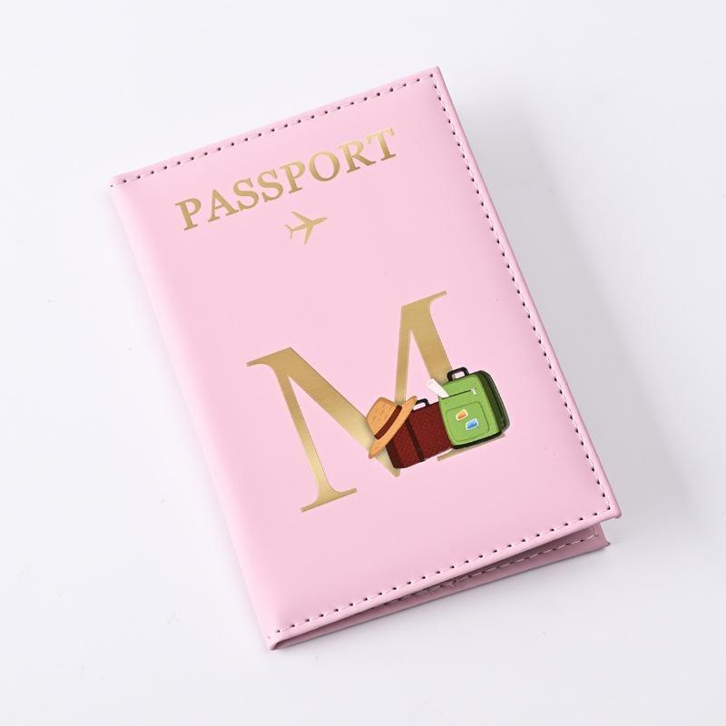 Husă pentru pașaport din piele imprimată cu litere Bărbați Femei Suport pentru pașaport Clip pentru bilet de avion Huse pentru pașapoarte Suport pentru identitate Suport card de credit