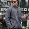 Men's Stand Collar Color Long Sleeve Zip-Up Lined Jacket for Casual Wear