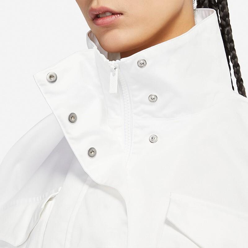 Nike Essentials M65 Loose-Fit Sport Jacket with Cinched Waist & Stand-Up Collar Women Jackets White DD5986-100