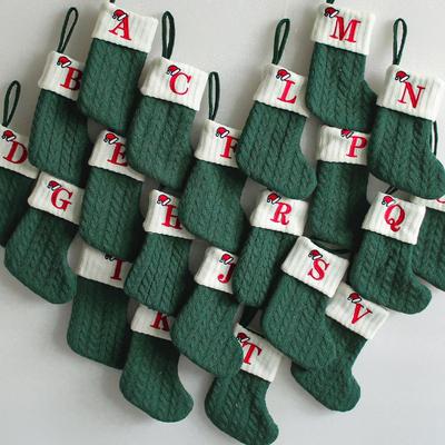 Christmas Socks Snowflake Letter Knitting Stocking Christmas Decorations Xmas Tree Stocking Ornament Gift Natal Navidad New Year