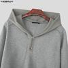 INCERUN Autumn Men Casual Long Sleeve Patchwork Hooded Pullovers Sweatshirts