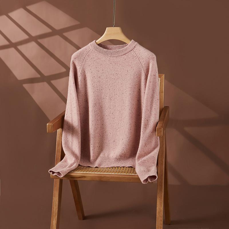 2025 Autumn/Winter Women's Polka Dot Cashmere Sweater with Raglan Sleeves