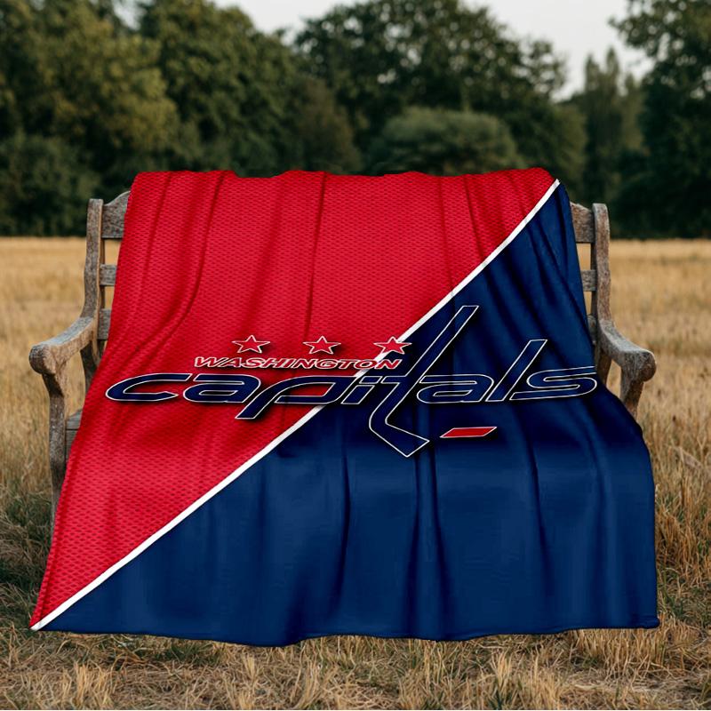 Capitals Ice Hockey Blanket Flannel Throw for Sofa, Indoor, Camping, Living Room, Office, Chair, And Bed Soft Birthday Gift