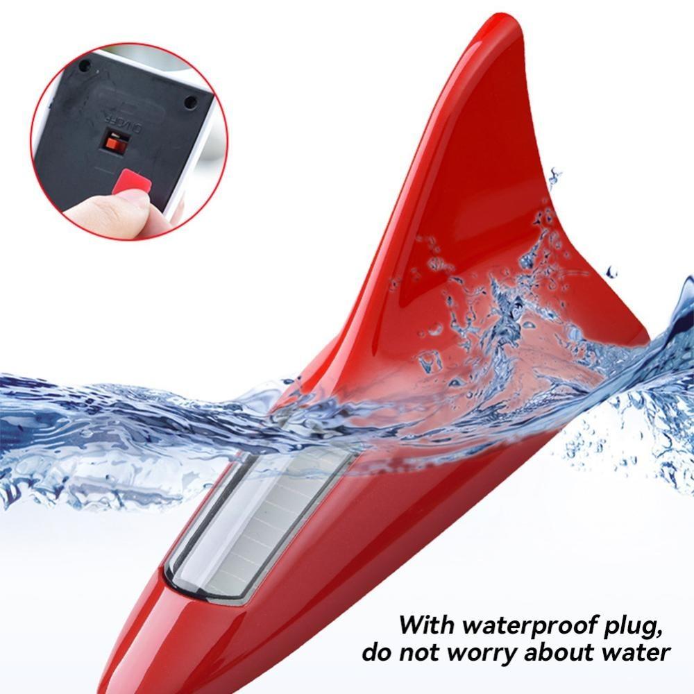 Car Solar Energy Shark Fin Antenna LED Warning Tail Lights Auto Roof Decorative Anti-Tailing Flash Strobe Light