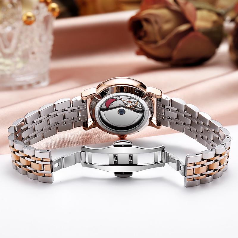 Genuine Automatic Mechanical Waterproof Watch for Women - Trendy Multi-Functional with Day, Date, Month, Year, and Starry Design.