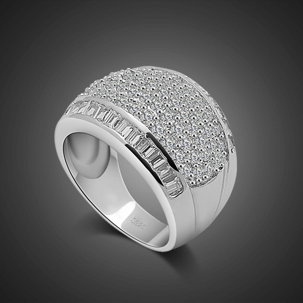 

Женское широкое кольцо с инкрустацией цирконами, персонализированное кольцо на указательный палец, гальваническое микро-родиевое золото, серебряные украшения 10