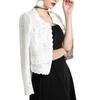 Módní dámský květinový krajkový úzký krátký kardiganový komplet s dlouhým rukávem a zapínáním vpředu