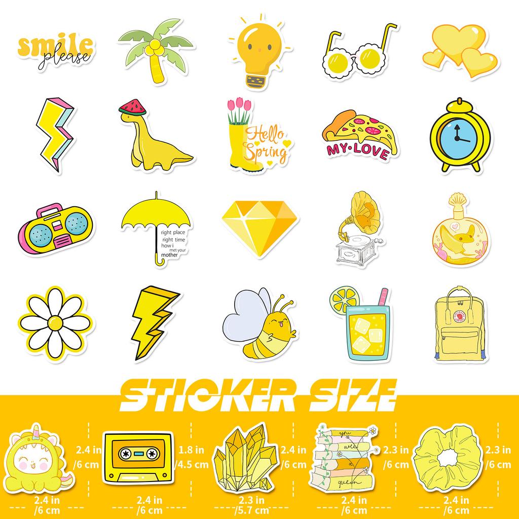 50 Color Mix and Match Stickers New Product Tape Yellow VSCO Small Fresh Thermos Cup Cartoon